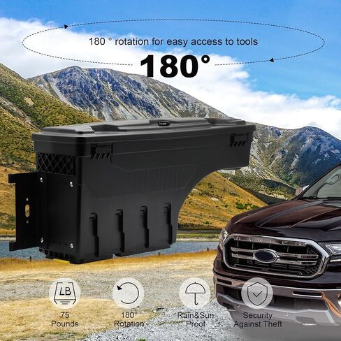 Sunhua Right Passenger Side Truck Bed Storage Box Fit for 1994-2002 Dodge Ram & 1980-1996 Ford F-Series & 1988-1998 Chevy GMC C/K, Key Lockable Lid Waterproof Truck Bed Toolboxes Black in Saudi Arabia