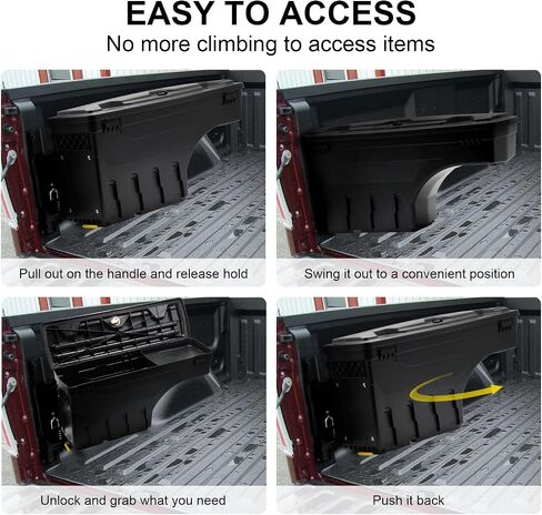 Sunhua Right Passenger Side Truck Bed Storage Box Fit for 1994-2002 Dodge Ram & 1980-1996 Ford F-Series & 1988-1998 Chevy GMC C/K, Key Lockable Lid Waterproof Truck Bed Toolboxes Black in Saudi Arabia