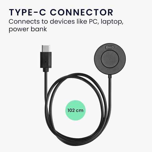 kwmobile Charger Compatible with Garmin Forerunner 945/935 / 245/245 Music / 645 / 645Music - Charger USB-C Cable for Charging Smart Watch - Black in Saudi Arabia