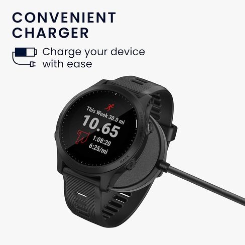 kwmobile Charger Compatible with Garmin Forerunner 945/935 / 245/245 Music / 645 / 645Music - Charger USB-C Cable for Charging Smart Watch - Black in Saudi Arabia