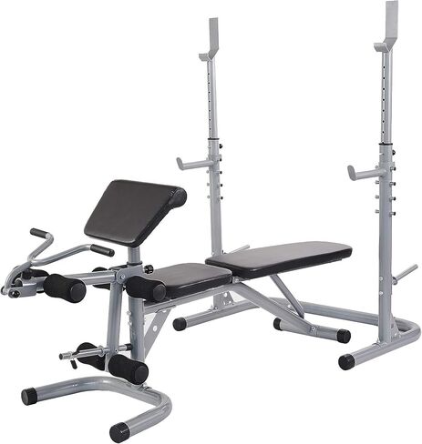 Sporzon! Multifunctional Workout Station Adjustable Olympic Workout Bench with Squat Rack, Leg Extension, Preacher Curl, and Weight Storage, 800-Pound Capacity in Saudi Arabia
