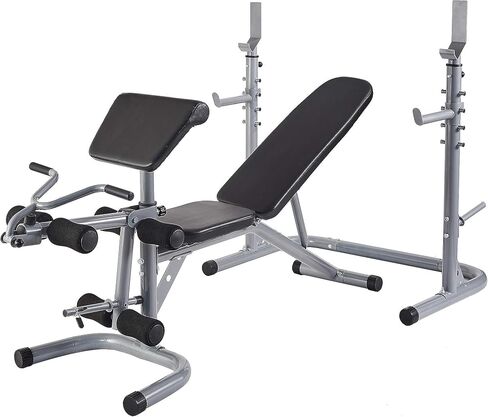 Sporzon! Multifunctional Workout Station Adjustable Olympic Workout Bench with Squat Rack, Leg Extension, Preacher Curl, and Weight Storage, 800-Pound Capacity in Saudi Arabia