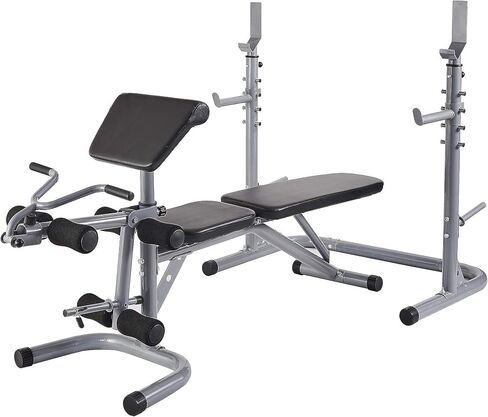 Sporzon! Multifunctional Workout Station Adjustable Olympic Workout Bench with Squat Rack, Leg Extension, Preacher Curl, and Weight Storage, 800-Pound Capacity in Saudi Arabia