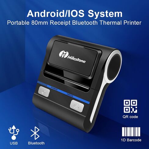 طابعة الإيصالات الحرارية بلوتوث المحمولة 80 مم POS الطابعة للشركات الصغيرة المتوافقة مع أندرويد وويندوز in Kuwait