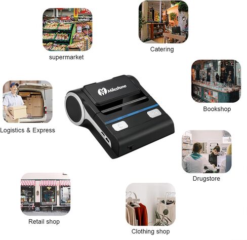 طابعة الإيصالات الحرارية بلوتوث المحمولة 80 مم POS الطابعة للشركات الصغيرة المتوافقة مع أندرويد وويندوز in Kuwait