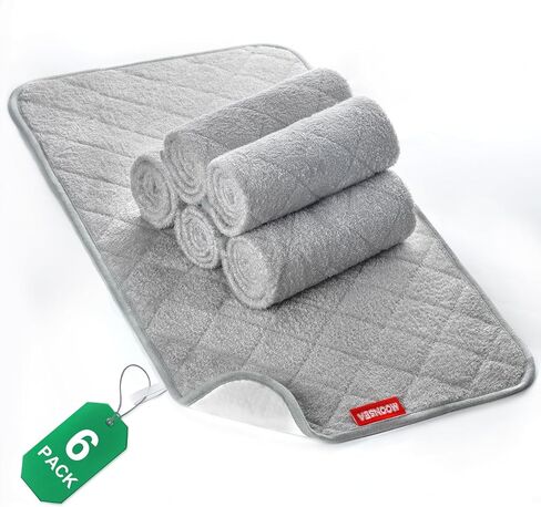Diaper Changing Pad Liners Non-Slip, Soft Terry Waterproof Changing Pad Mat, Quilted Absorbent Bassinet Washable, 6 Pack Large 14"x 27" Reusable Changing Table Pad Protector Grey in Saudi Arabia