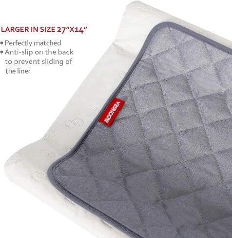 Diaper Changing Pad Liners Non-Slip, Soft Terry Waterproof Changing Pad Mat, Quilted Absorbent Bassinet Washable, 6 Pack Large 14"x 27" Reusable Changing Table Pad Protector Grey in Saudi Arabia