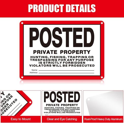 Tandefio 8 Pcs No Trespassing Signs Private Property-11.8×8 Inches Rust-Free Aluminum Signs-UV Printed, Reflective, Weatherproof for Outdoor,Indoor Use,Yellow in Kuwait