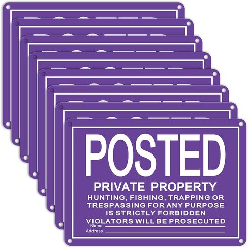 8 Pcs No Trespassing Signs Private Property Reflective Aluminum Posted Signs Metal No Hunting or Trespassing Signs for Warning No Hunting Fishing Trapping Indoor Outdoor Use, 10x7" (Yellow) in Saudi Arabia
