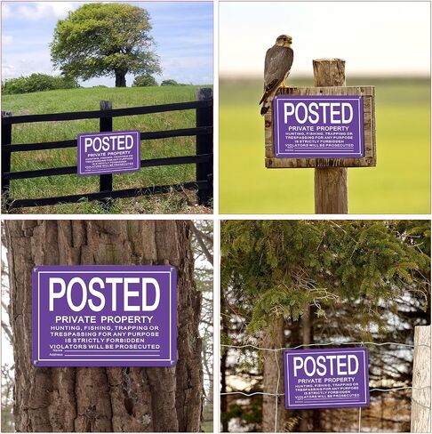 8 Pcs No Trespassing Signs Private Property Reflective Aluminum Posted Signs Metal No Hunting or Trespassing Signs for Warning No Hunting Fishing Trapping Indoor Outdoor Use, 10x7" (Yellow) in Saudi Arabia