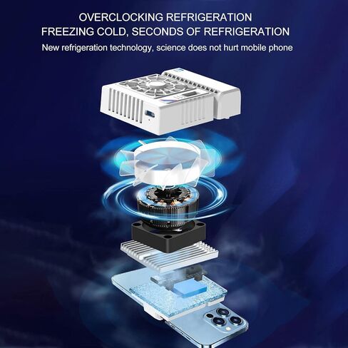 Cell Phones Cooling Fan, Large Area Fast Cooling High Power Fan, Semiconductor Phone Cooler with RGB Breathing Light for Most Cell Phones in Saudi Arabia