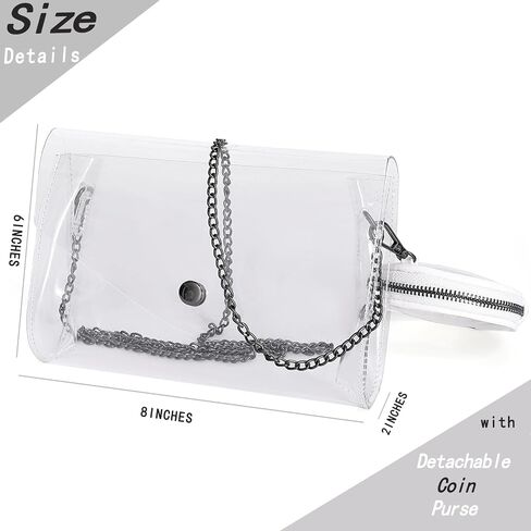 Clear Purse for Women Stadium Approved, Clear Crossbody Bag with Chain Strap Bag for Sports Event Concert in Saudi Arabia