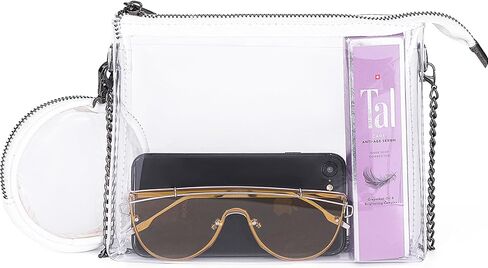 Clear Purse for Women Stadium Approved, Clear Crossbody Bag with Chain Strap Bag for Sports Event Concert in Saudi Arabia