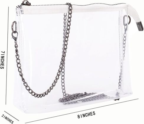 Clear Purse for Women Stadium Approved, Clear Crossbody Bag with Chain Strap Bag for Sports Event Concert in Saudi Arabia