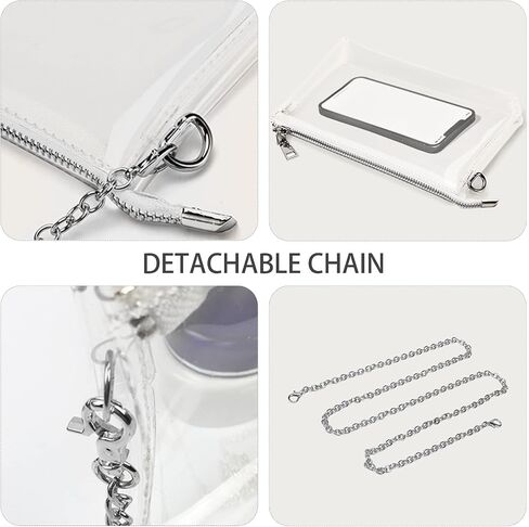 Clear Bag Stadium Approved, Clear Bags For Concerts, Clear Purse, Small Clear Purse, Crossbody Purses For Women (Silver(Two Chains)) in Saudi Arabia