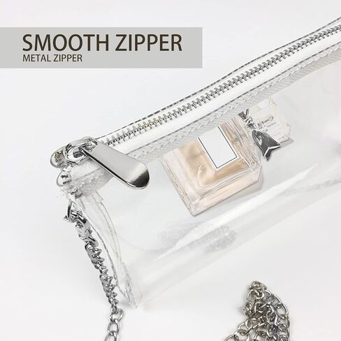 Clear Bag Stadium Approved, Clear Bags For Concerts, Clear Purse, Small Clear Purse, Crossbody Purses For Women (Silver(Two Chains)) in Saudi Arabia