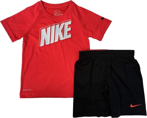 Nike Boy's Dri-Fit T-Shirt & Shorts 2 Piece Set (Habanero Red(86E908-R6P)/Black, 5) in Saudi Arabia