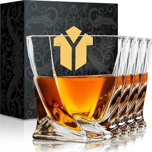 Old Fashioned Whiskey Glasses 10 OZ Rocks Glasses Set of 4, Gift Box - Barware For Bourbon, Scotch, Rum glasses for Men Women in Saudi Arabia