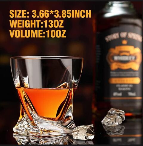 Old Fashioned Whiskey Glasses 10 OZ Rocks Glasses Set of 4, Gift Box - Barware For Bourbon, Scotch, Rum glasses for Men Women in Saudi Arabia