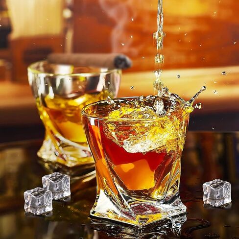 Old Fashioned Whiskey Glasses 10 OZ Rocks Glasses Set of 4, Gift Box - Barware For Bourbon, Scotch, Rum glasses for Men Women in Saudi Arabia