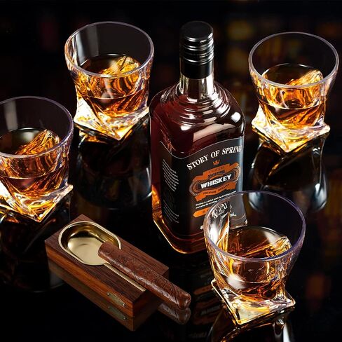Old Fashioned Whiskey Glasses 10 OZ Rocks Glasses Set of 4, Gift Box - Barware For Bourbon, Scotch, Rum glasses for Men Women in Saudi Arabia