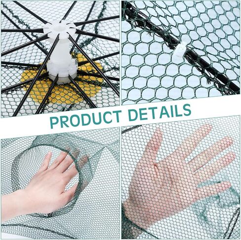Shappy 2 Pcs Crawfish Trap 8 Hole, 37.4 Inch Fishing Bait Trap Fish Traps Foldable Fish Net with 19.7 Feet Rope Bait Net Cage for Catching Small Bait Fish Crab Lobster Easy Transportation and Storage in Saudi Arabia