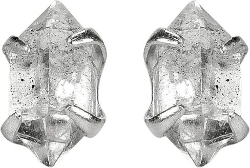 Very Tiny Raw Herkimer Diamond Stud Earrings in Sterling Silver | Minimalist Fashion for Women and Girls in Saudi Arabia