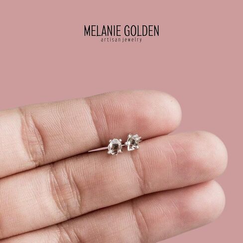 Very Tiny Raw Herkimer Diamond Stud Earrings in Sterling Silver | Minimalist Fashion for Women and Girls in Saudi Arabia