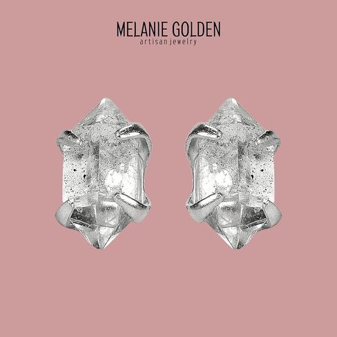 Very Tiny Raw Herkimer Diamond Stud Earrings in Sterling Silver | Minimalist Fashion for Women and Girls in Saudi Arabia