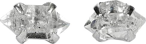 Very Tiny Raw Herkimer Diamond Stud Earrings in Sterling Silver | Minimalist Fashion for Women and Girls in Saudi Arabia