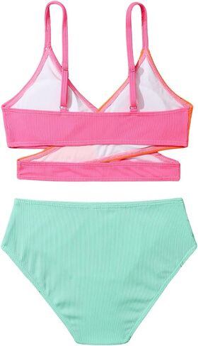 SOLY HUX Girl's Color Block Criss Cross Wrap Bikini Sets Bathing Suits Two Piece Swimsuit in Saudi Arabia