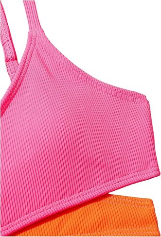 SOLY HUX Girl's Color Block Criss Cross Wrap Bikini Sets Bathing Suits Two Piece Swimsuit in Saudi Arabia