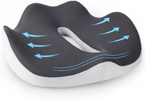 Seat Cushion for Office, Desk, Home, and Car Chairs - Comfort, Support, Non-Slip, Memory Foam Pillow Pad for Long Sitting, Back, Coccyx, Tailbone Pain, and Pressure Relief (Large) in Saudi Arabia