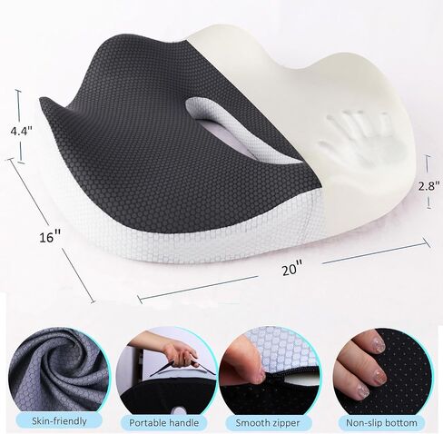 Seat Cushion for Office, Desk, Home, and Car Chairs - Comfort, Support, Non-Slip, Memory Foam Pillow Pad for Long Sitting, Back, Coccyx, Tailbone Pain, and Pressure Relief (Large) in Saudi Arabia