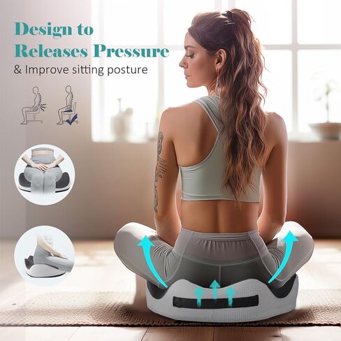 Seat Cushion for Office, Desk, Home, and Car Chairs - Comfort, Support, Non-Slip, Memory Foam Pillow Pad for Long Sitting, Back, Coccyx, Tailbone Pain, and Pressure Relief (Large) in Saudi Arabia