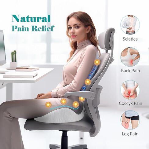 Seat Cushion for Office, Desk, Home, and Car Chairs - Comfort, Support, Non-Slip, Memory Foam Pillow Pad for Long Sitting, Back, Coccyx, Tailbone Pain, and Pressure Relief (Large) in Saudi Arabia