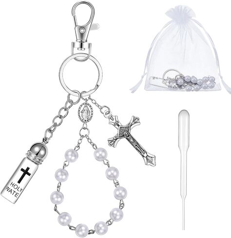 Holy Water Bottles Rosary Keychain Holy Water Keychain Holy Water Container Holy Water Bottles with Eyedropper for Catholic Christian First Communion Gift Baptism Party Church in Saudi Arabia