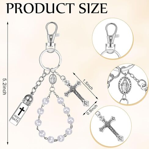 Holy Water Bottles Rosary Keychain Holy Water Keychain Holy Water Container Holy Water Bottles with Eyedropper for Catholic Christian First Communion Gift Baptism Party Church in Saudi Arabia