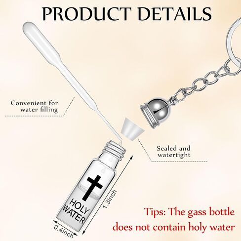 Holy Water Bottles Rosary Keychain Holy Water Keychain Holy Water Container Holy Water Bottles with Eyedropper for Catholic Christian First Communion Gift Baptism Party Church in Saudi Arabia
