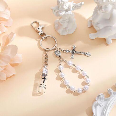 Holy Water Bottles Rosary Keychain Holy Water Keychain Holy Water Container Holy Water Bottles with Eyedropper for Catholic Christian First Communion Gift Baptism Party Church in Saudi Arabia
