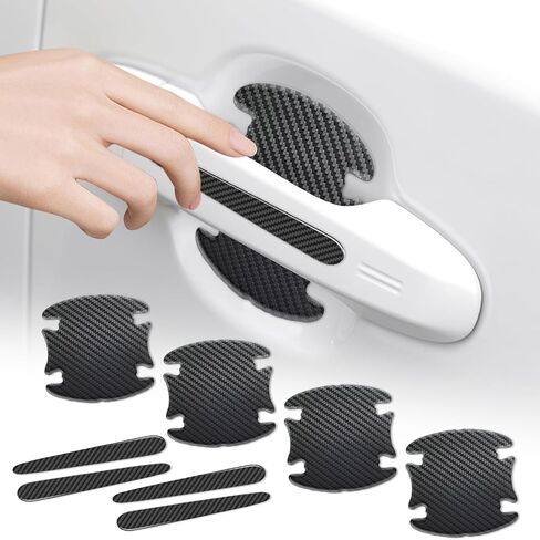 8 Pcs Car Door Handle Protector, Door Cup Protective Film, Anti-Scratches Sticker, Automotive Exterior Accessories, Universal for Most Car Handles (Carbon Black) in Kuwait