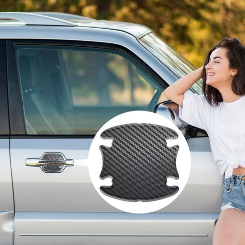 8 Pcs Car Door Handle Protector, Door Cup Protective Film, Anti-Scratches Sticker, Automotive Exterior Accessories, Universal for Most Car Handles (Carbon Black) in Kuwait