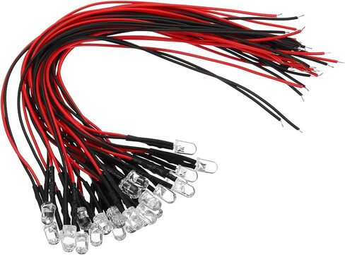 PATIKIL 3V - 6V 5 مم LED صمامات باعثة للضوء، 25 حزمة مصابيح LED صغيرة سلكية مسبقًا لمبة باعثة للضوء لتزيين إضاءة مؤشر RC DIY، 5 ألوان in Kuwait