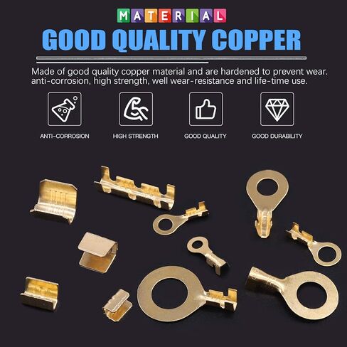 Glarks 660Pcs 2 Types Copper Wire CrimpTerminal Assortment Set Non-Insulated Copper Ring Spade Butt Lugs Open Barrel Connectors Kit in Saudi Arabia