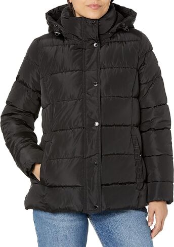Tommy Hilfiger Women's Zip Up Short Puffer Jacket, Black, Medium in Saudi Arabia