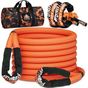AUTOBOTS Kinetic Recovery Rope 1" x 20' (48,000lbs)+2 Soft Shackles Heavy Duty Kinetic Tow Rope for Truck ATV UTV SUV Offroad Recovery Kit in Kuwait
