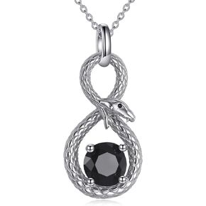 Snake Necklace Sterling Silver Snake Pendant Black Crystal Cute Animal Jewelry Gifts for Women in Saudi Arabia
