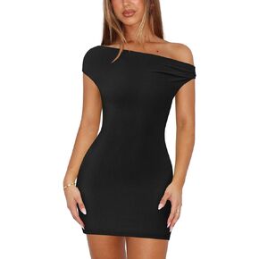 Womens Off The Shoulder Dress Sexy Summer Bodycon Mini Dresses for Women Going Out Cocktail Vacation Outfits in Kuwait