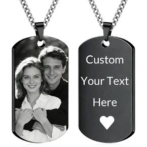 BEXOA Picture Necklace Personalized Photo Custom Dog Tag with Text Logo Engraved Gifts for Men Boyfriend Birthday Fathers Day Anniversary in Kuwait
