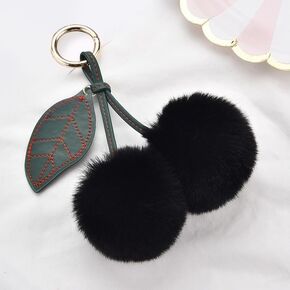 1x Pompoms Keychain Fluffy Ball Cherry Keychains Key Ring Handbag Tote Bag Pendant Accessories in Saudi Arabia